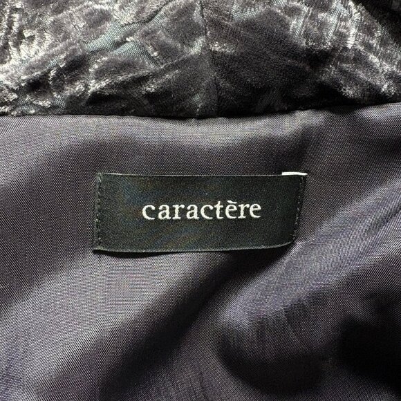 CARACTERE Women Velvet Jacket Blazer Size 6 Purple Lined Floral Collared 35-7 - Picture 7 of 14